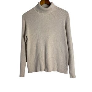 Faded Glory Ribbed Long Sleeve Turtleneck Top in Cream Color